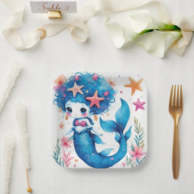 mermaid Birthday or Shower  Paper Plate (Wedding)