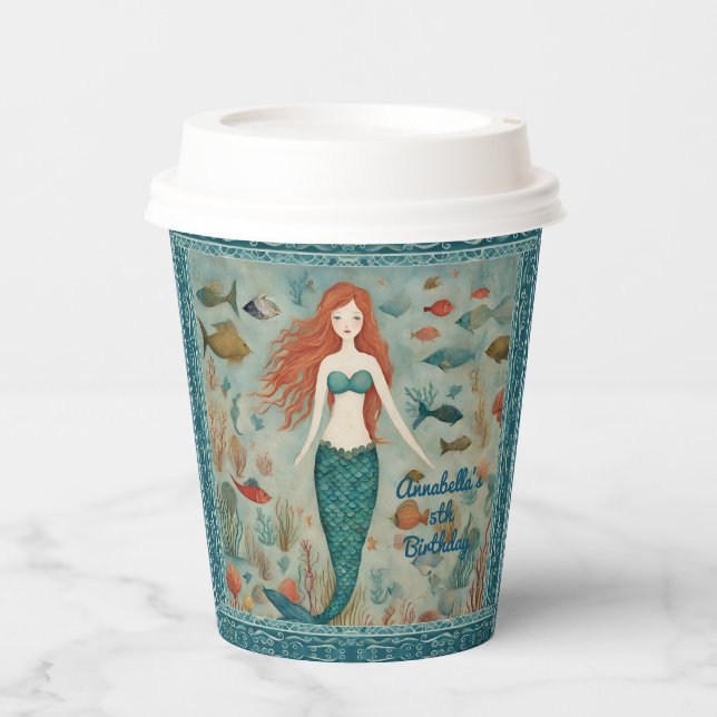 Mermaid Birthday Paper Cups (Front)
