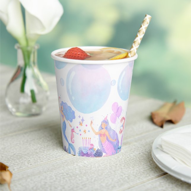 Mermaid Birthday Paper Cups (Insitu)