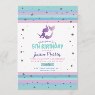 Mermaid Birthday Party Any Age 5th 6th 7th Invite