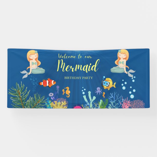 Mermaid Birthday Party Banner (Horizontal)