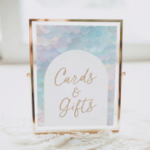 Mermaid Birthday Party Cards and Gifts Sign