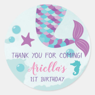 Mermaid Birthday Party Classic Round Sticker