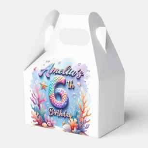 Mermaid Birthday Party Custom Name & Age Amelia 6 Favour Box
