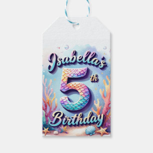 Mermaid Birthday Party  Custom Name Age Isabella 5 Gift Tags