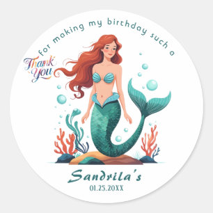 Mermaid Birthday Party der The Sea Mermaid Classic Round Sticker