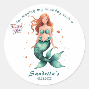 Mermaid Birthday Party der The Sea Mermaid Classic Round Sticker