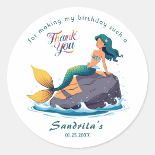 Mermaid Birthday Party der The Sea Mermaid Classic Round Sticker