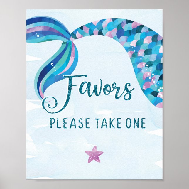 Mermaid Birthday Party Favours Sign (Front)