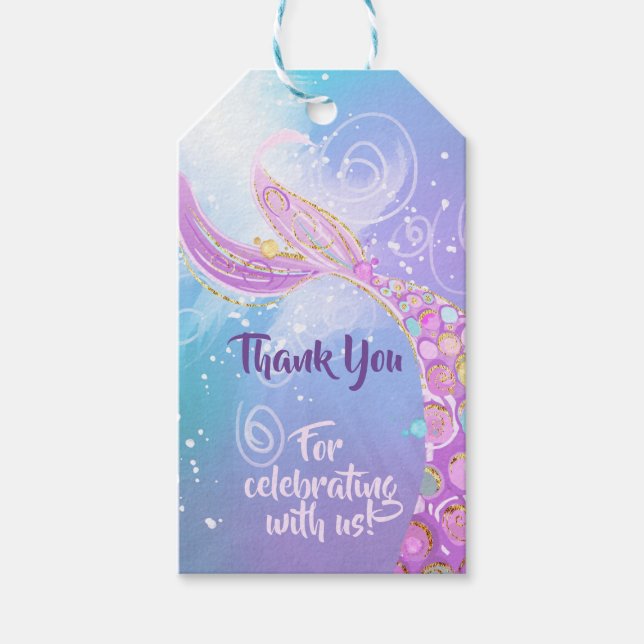 Mermaid Birthday Party Gift Tags (Front)