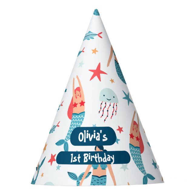 Mermaid birthday  party hat (Front)