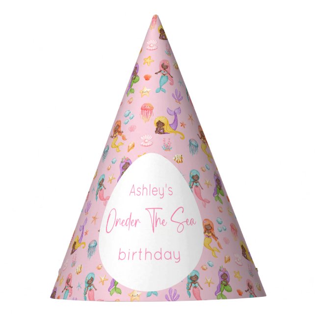 Mermaid Birthday Party Hat (Front)