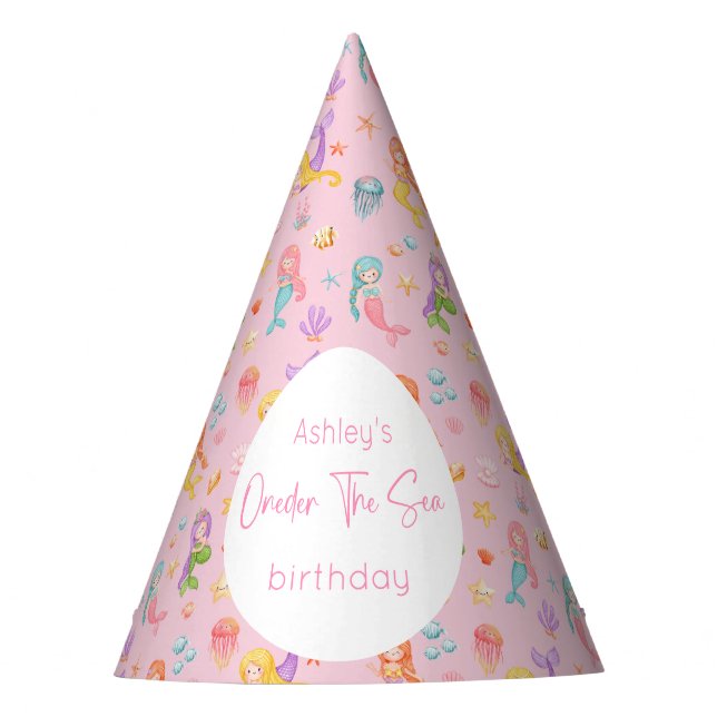 Mermaid Birthday Party Hat (Front)