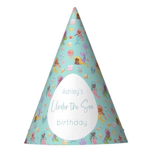 Mermaid Birthday Party Hat (Front)