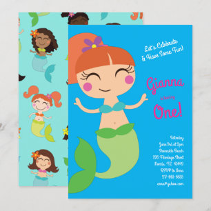 Mermaid Birthday Party  Invitation