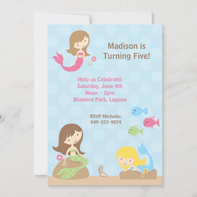 Mermaid Birthday Party Invitation (Front)