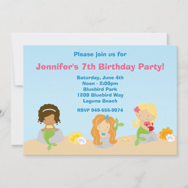Mermaid Birthday Party Invitation (Front)