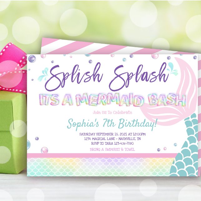 Mermaid Birthday Party Invitation (Mermaid Birthday Party Invitation)
