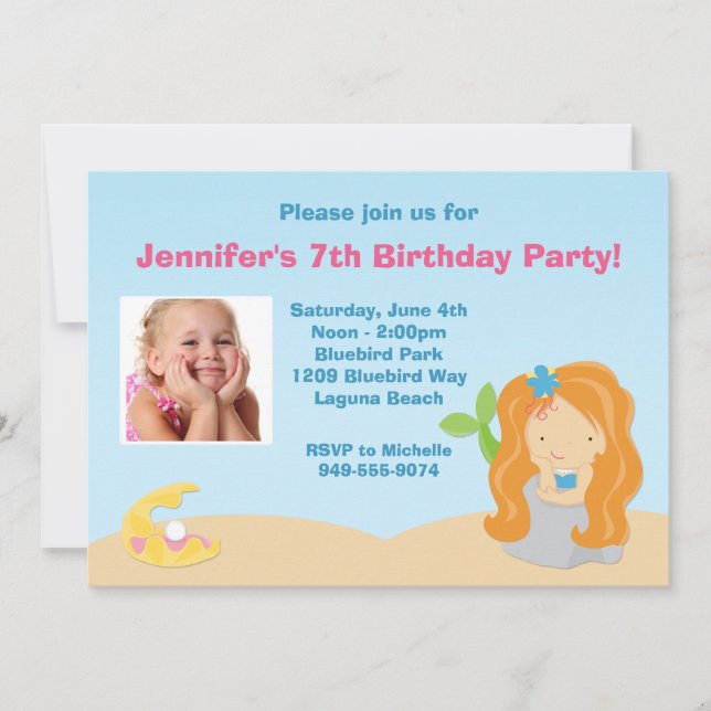 Mermaid Birthday Party Invitation (Front)
