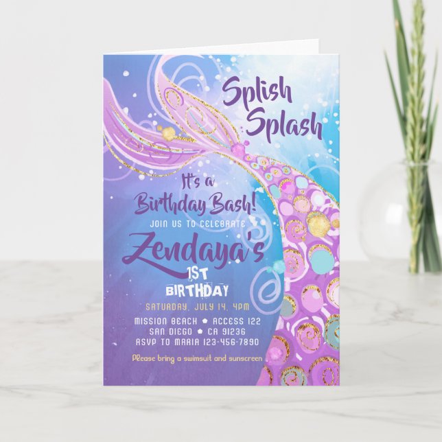Mermaid Birthday Party Invitation (Front)
