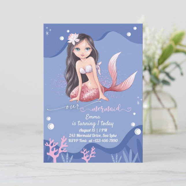 Mermaid Birthday Party Invitation Customizable (Standing Front)