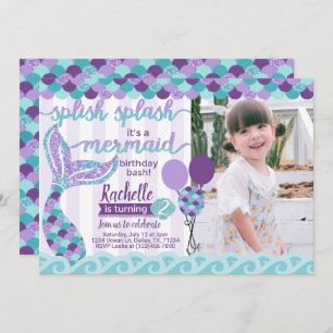 Mermaid Birthday Party Invitation Invite