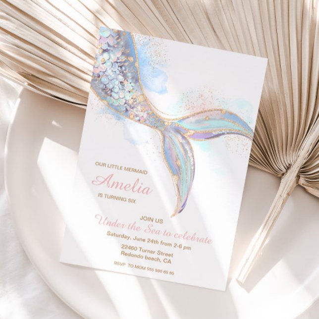 Mermaid birthday party invitation - under the sea (Mermaid Birthday Invitation)