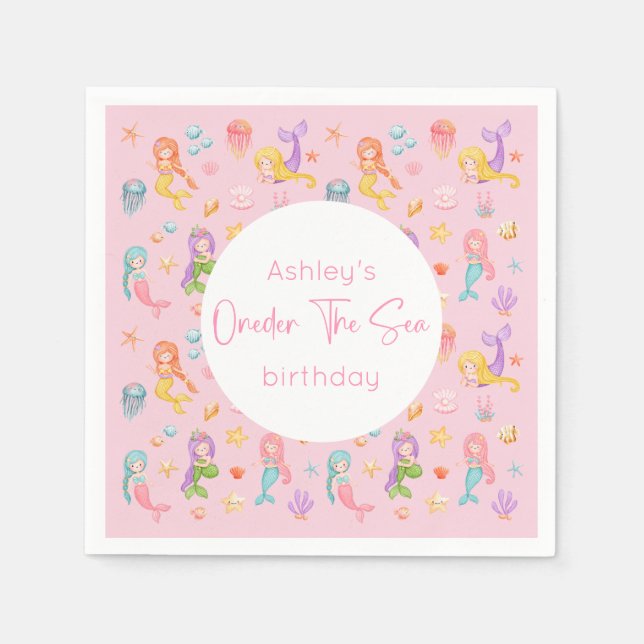 Mermaid Birthday Party Napkin (Front)