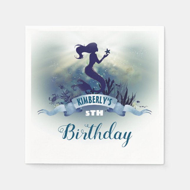 Mermaid Birthday Party Napkin (Front)