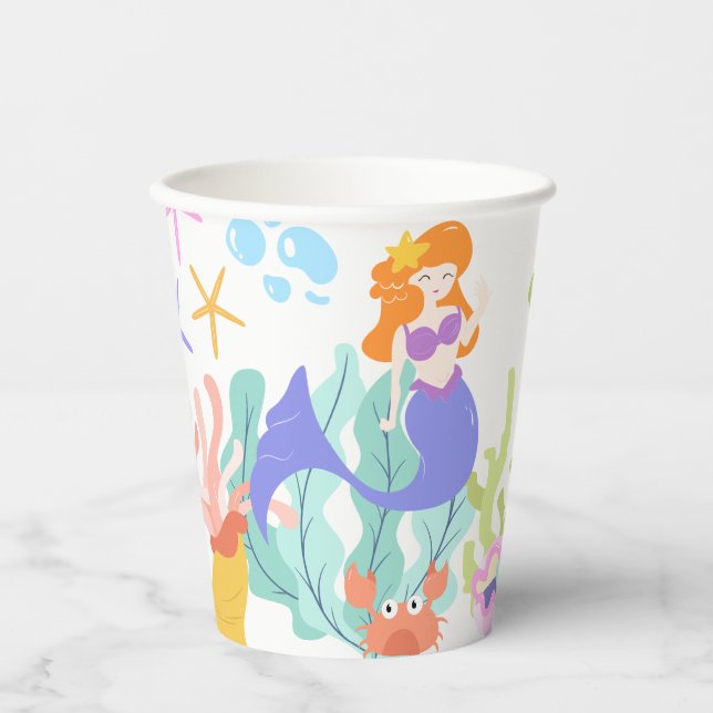 Mermaid Birthday Party Paper Cups (Front)