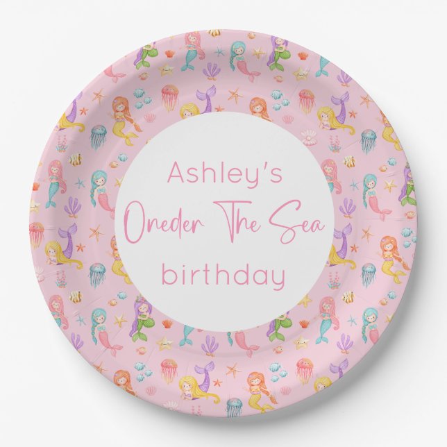Mermaid Birthday Party Paper Plate (Front)