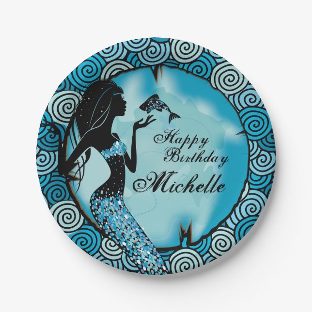 Mermaid Birthday Party Plates (Front)