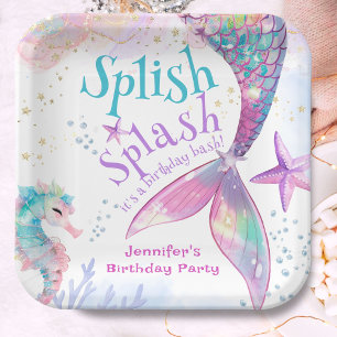 Mermaid Birthday Party Splish Splash Paper Plate