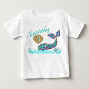 Mermaid birthday party t-shirt, Onsie tutu custom Baby T-Shirt