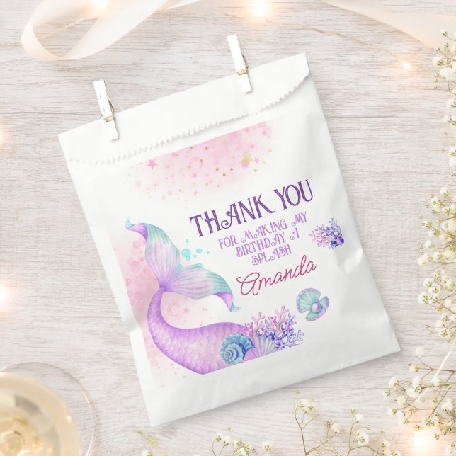 Mermaid Birthday Party Thank You  Favour Bags (Clipped)