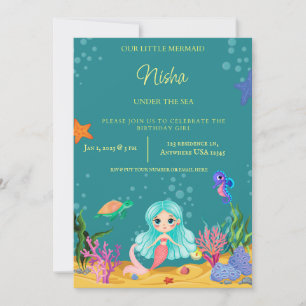 MERMAID BIRTHDAY PARTY THEME FOR GIRLS ANNOUNCEMENT