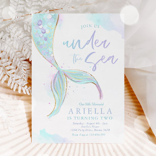Mermaid Birthday Party Under The Sea Mermaid Party Invitation