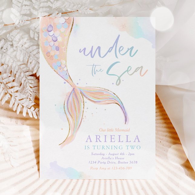 Mermaid Birthday Party Under The Sea Mermaid Party Invitation (Creator Uploaded)