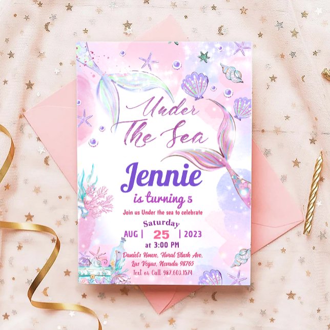 Mermaid Birthday Party Under The Sea Party Invitation (Creator Uploaded)