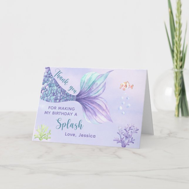 Mermaid Birthday Party Under The Sea the Thank you (Front)