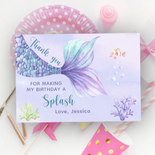 Mermaid Birthday Party Under The Sea the Thank you Card