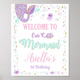 Mermaid Birthday Party Welcome Sign Poster