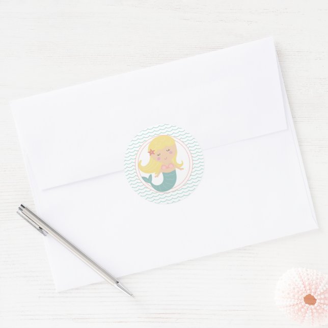 Mermaid birthday pastel sticker (Envelope)