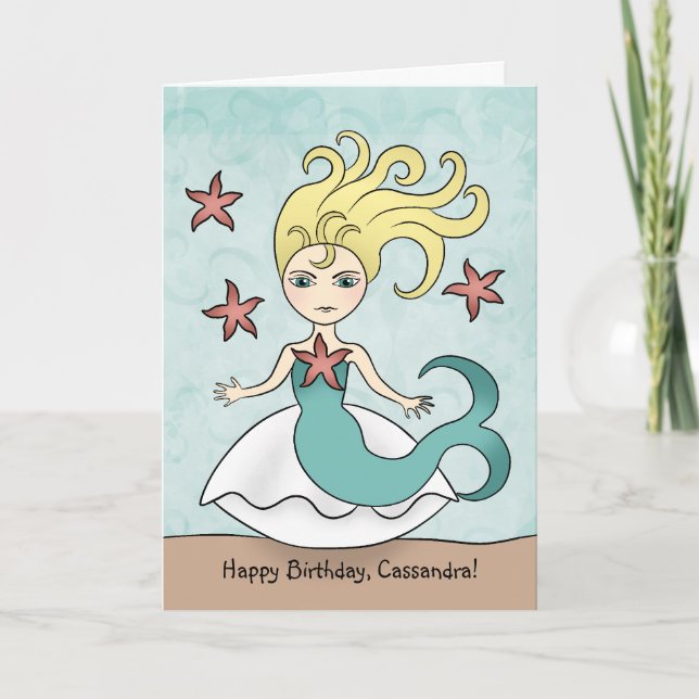 Mermaid birthday personalised card (Front)