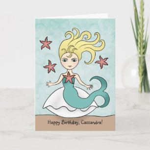 Mermaid birthday personalised card