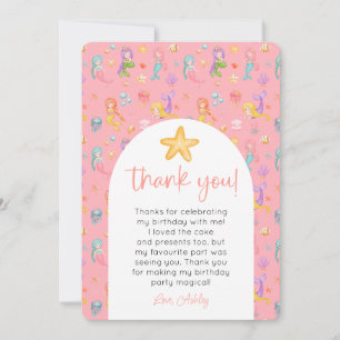 Mermaid Birthday Photo Thank You Invitation