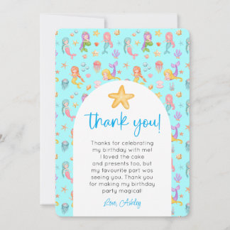 Mermaid Birthday Photo Thank You Invitation