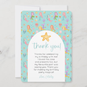 Mermaid Birthday Photo Thank You Invitation