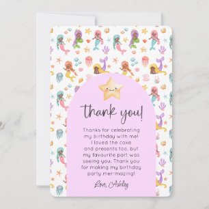 Mermaid Birthday Photo Thank You Invitation
