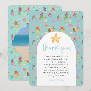 Mermaid Birthday Photo Thank You Invitation